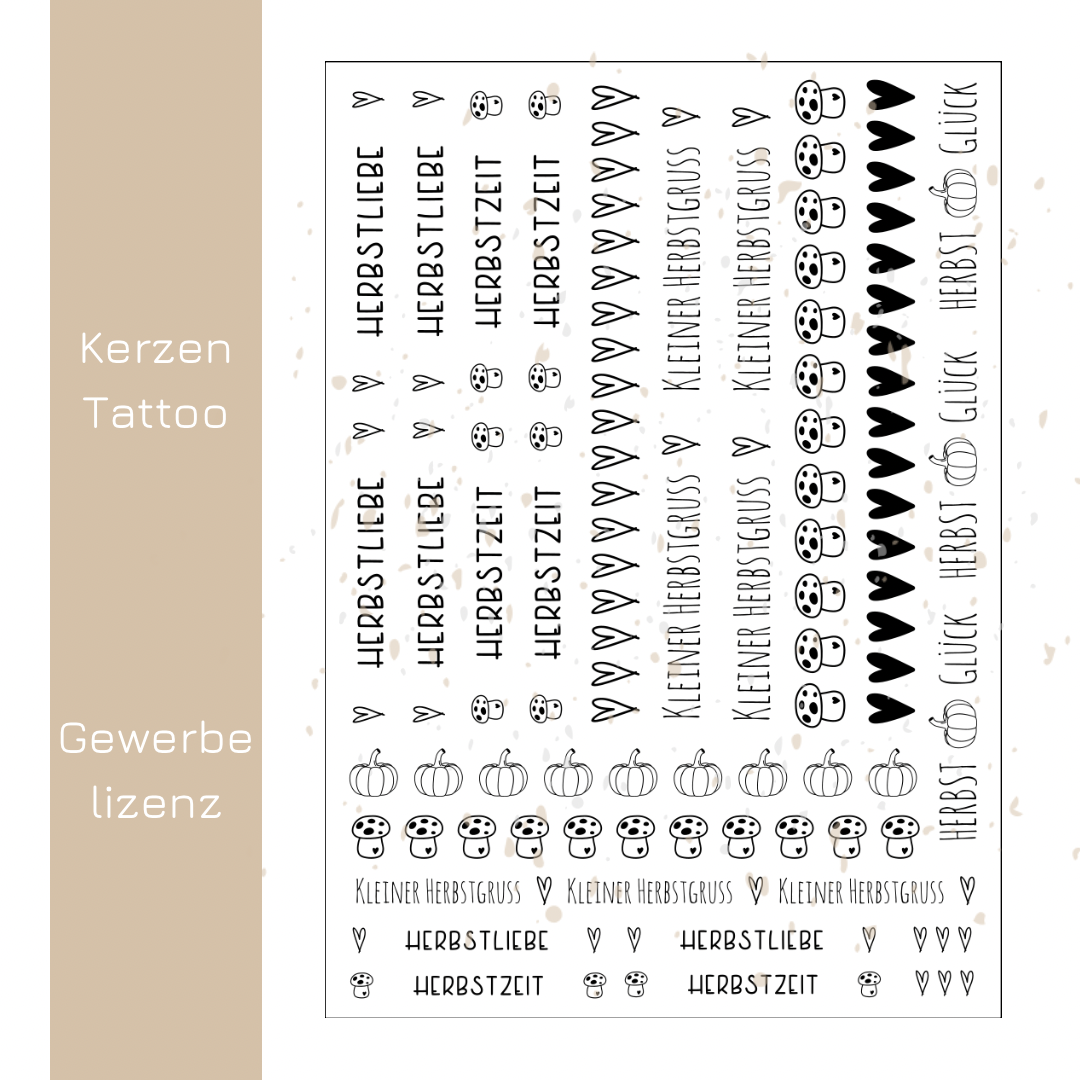 Kerzentattoo Herbst - PDF Druckvorlage A4